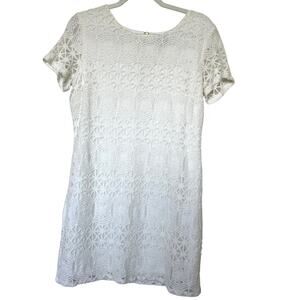 Lulus Lace Short Sleeve Mini White Dress Size M Bridal Bride Era Summer Spring